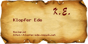 Klopfer Ede névjegykártya